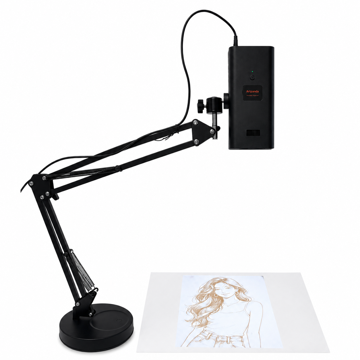 Artpanda Y02 projector with round base and adjustable spring arm